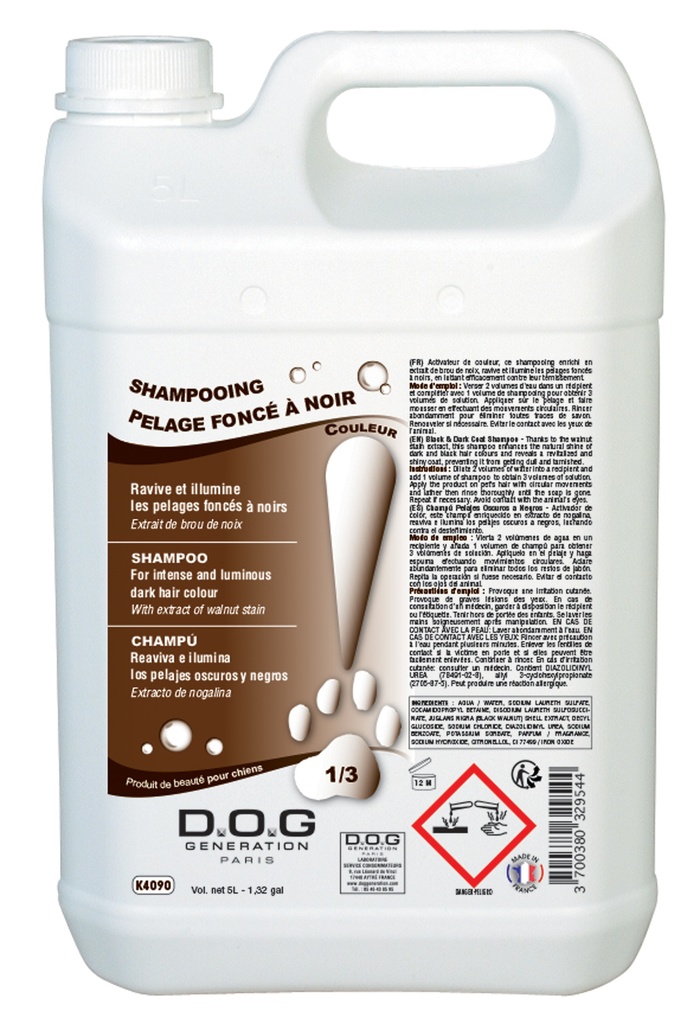 DOG GENERATION - SHAMPOOING PELAGE FONCE A NOIR 5 L