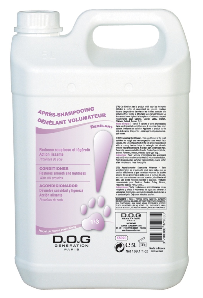 DOG GENERATION - APRES-SHAMPOOING DEMELANT VOLUMATEUR 5 L