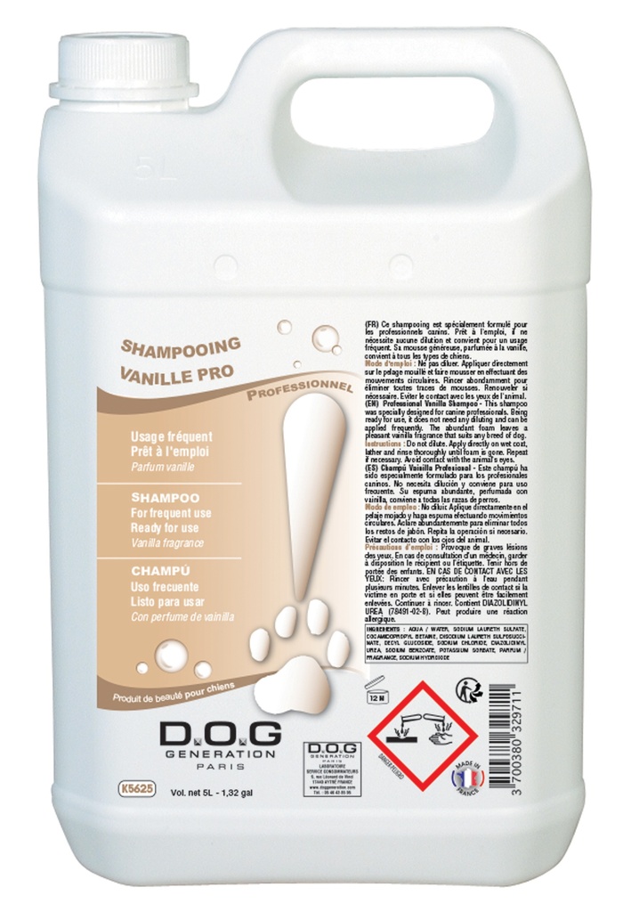 DOG GENERATION - SHAMPOOING VANILLE PRO 5 L