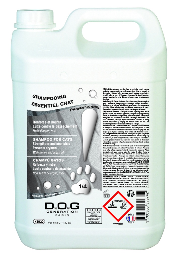 DOG GENERATION - SHAMPOOING ESSENTIEL CHAT 5 L