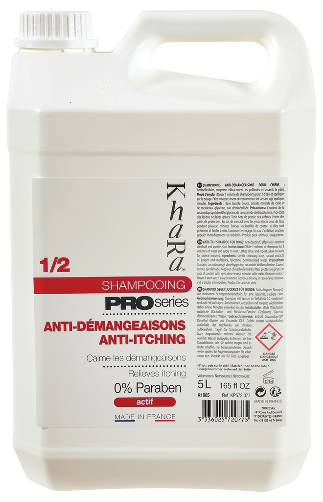 SHAMPOOING ANTI-DEMANGEAISONS ET PELLICULES 5L KHARA PRO SERIES