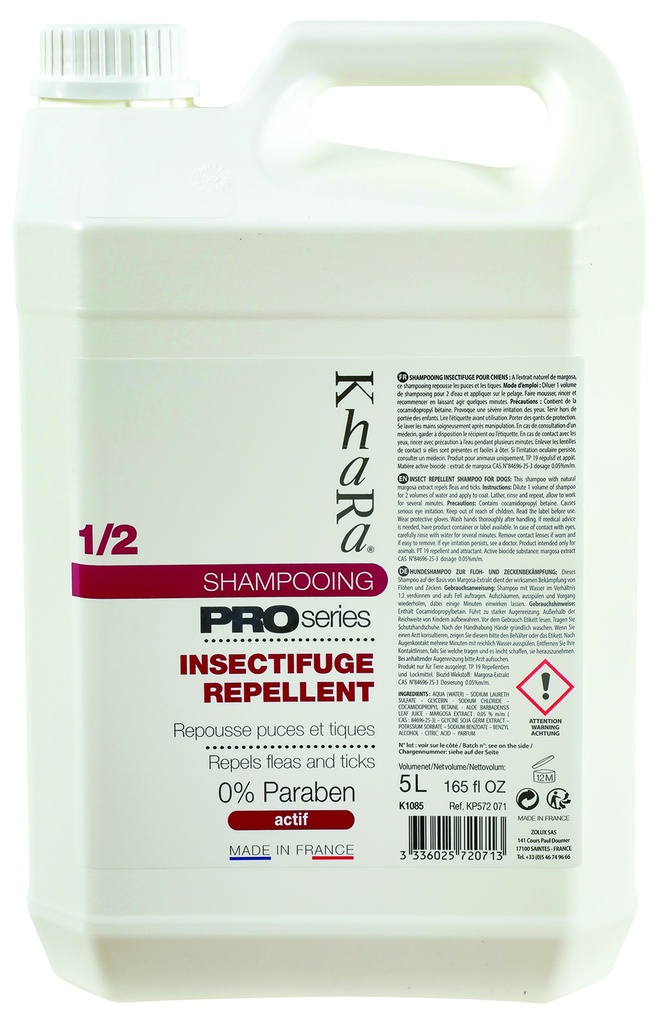 SHAMPOOING INSECTIFUGE 5L KHARA PRO SERIES