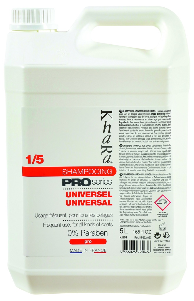 SHAMPOOING UNIVERSEL 5L KHARA PRO SERIES