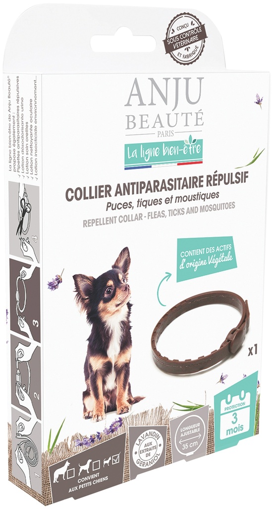 COLLIER ANTIPARA REPULSIF PETITS CHIENS 35CM ANJU BIEN ETRE - PUCES, TIQUES
