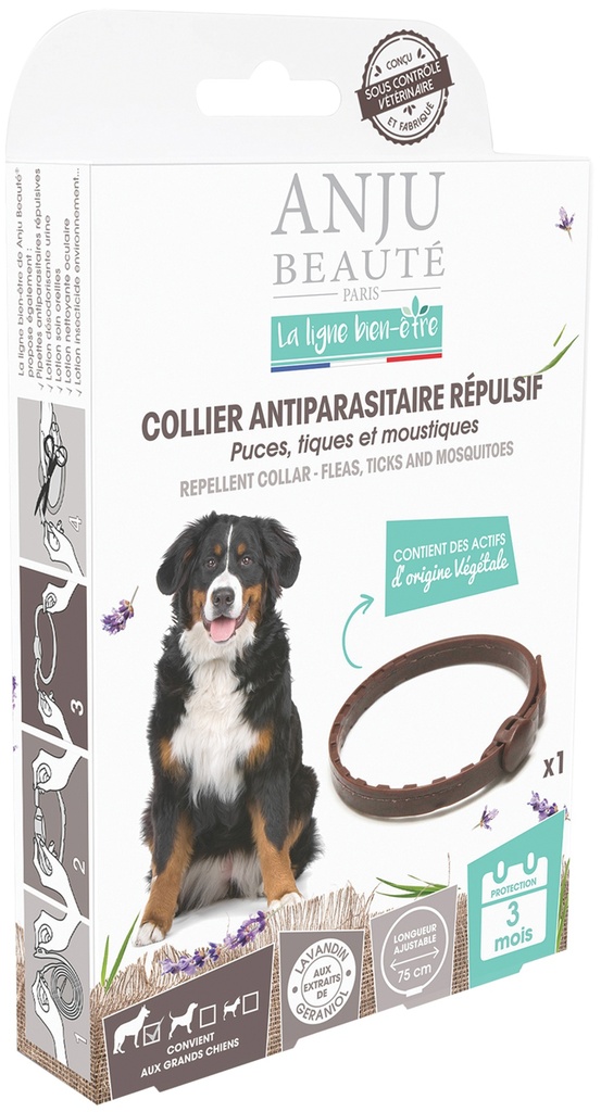 COLLIER ANTIPARA REPULSIF GRANDS CHIENS 75CM ANJU BIEN ETRE - PUCES, TIQUES