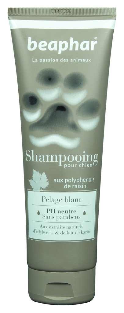 SHAMPOOING BEAPHAR PELAGE BLANC 250ML