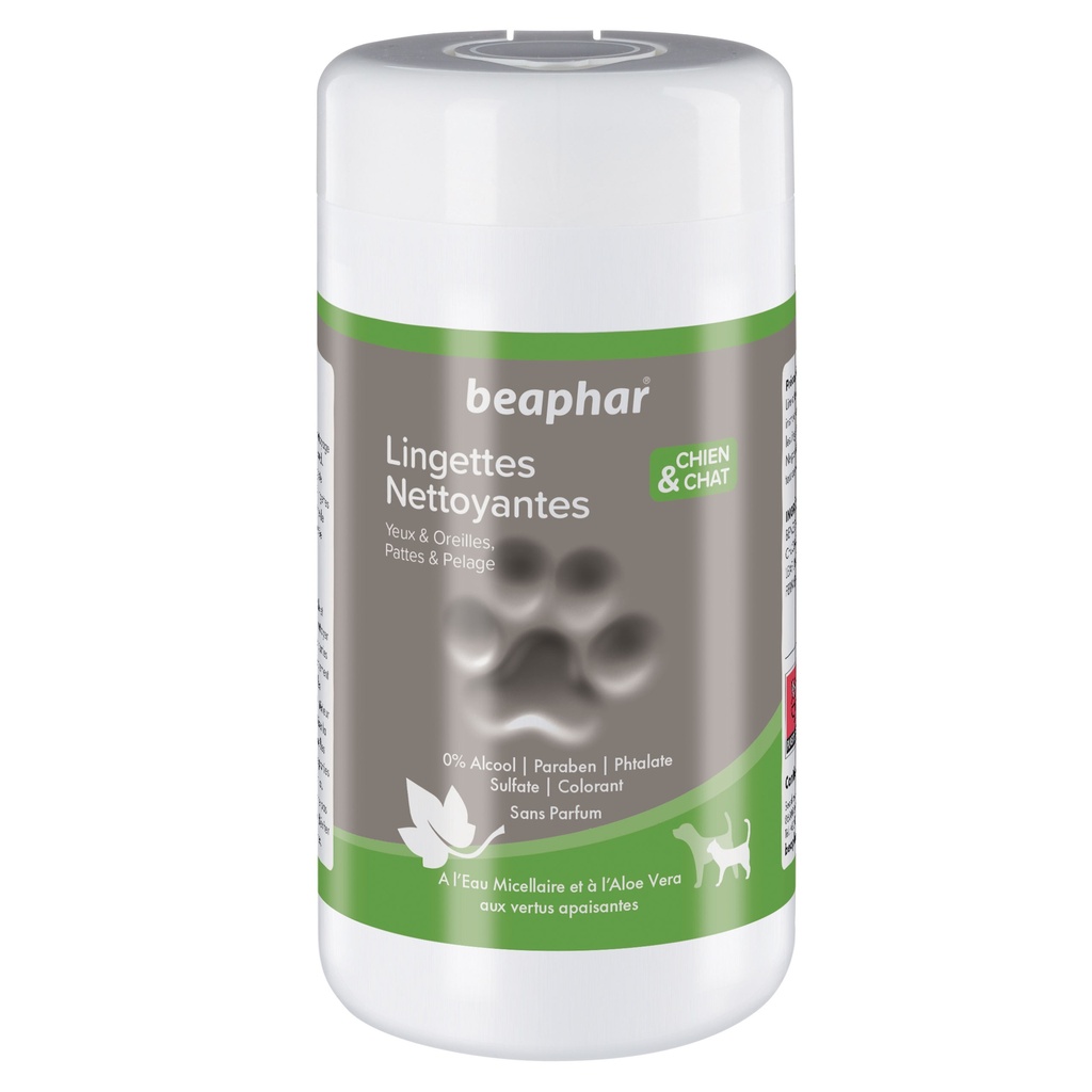 LINGETTES CHIEN/CHAT PATTES YEUX OREILLES (100) BEAPHAR