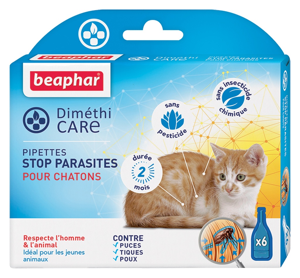 DIMETHICARE, PIPETTES STOP PARASITES POUR CHATONS - 6 x 0,75 ml