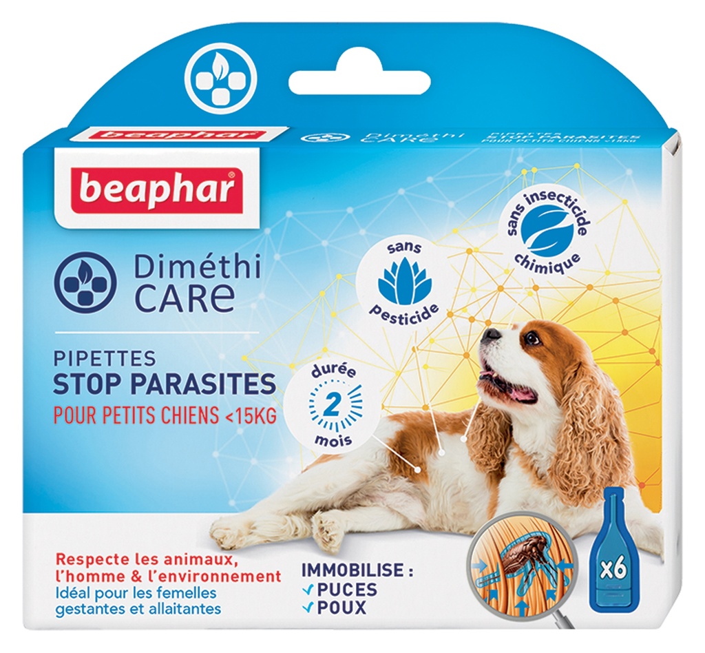DIMETHICARE, PIPETTES STOP PARASITES CHIEN <15KGS 6x1.5ml
