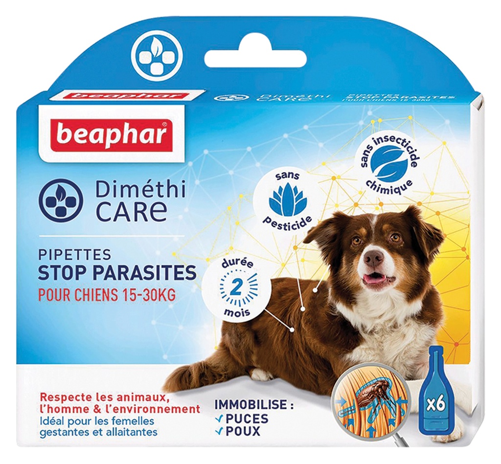 DIMETHICARE, PIPETTES STOP PARASITES CHIEN 15-30KGS 6x3ml
