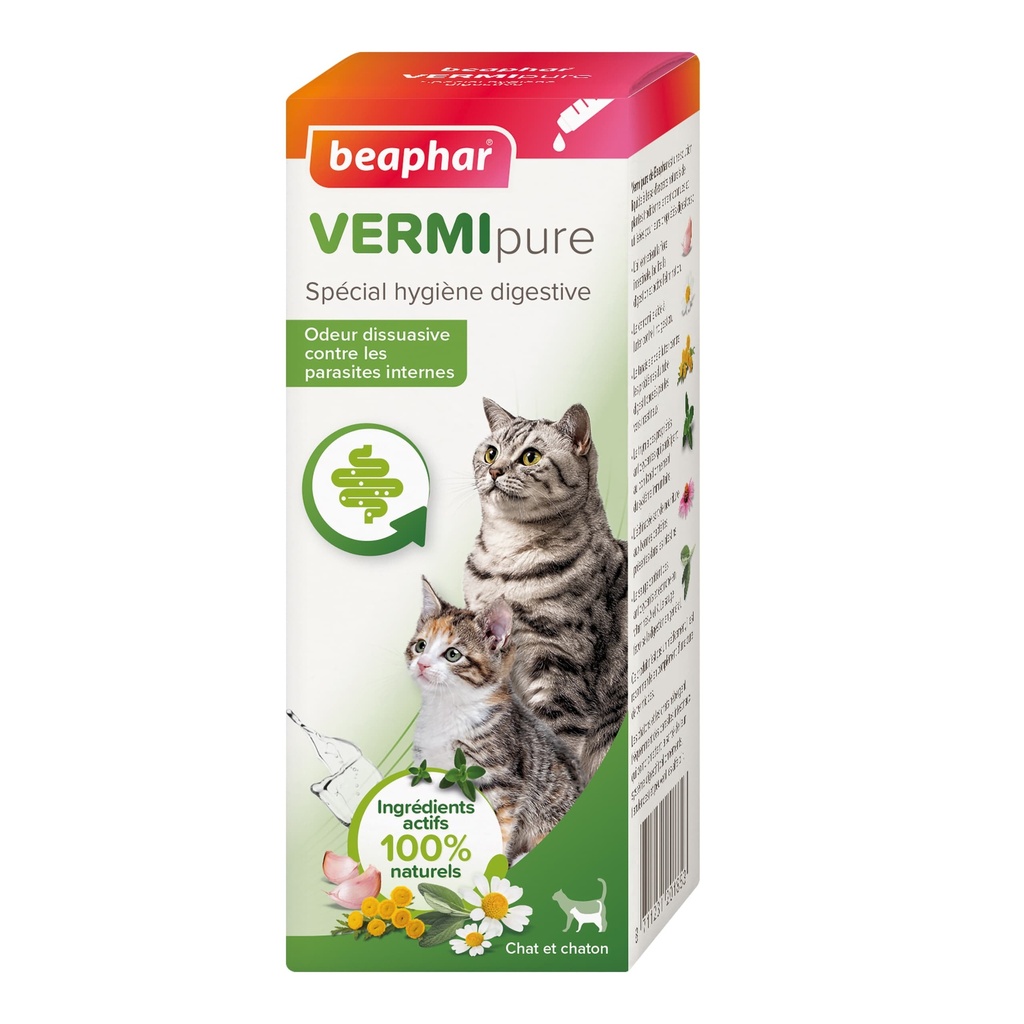 VERMIPURE, SOLUTION LIQUIDE POUR CHATON ET CHAT - 50 ML