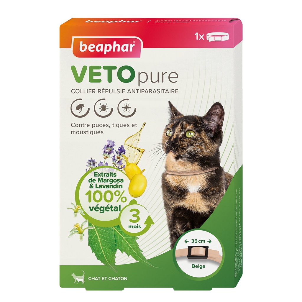 COLLIER REPULSIF CHAT / CHATON BEIGE VETO NATURE
