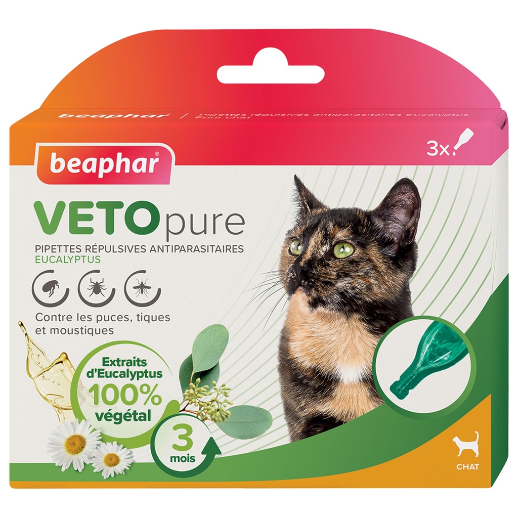 PIPETTES REPULSIVES ANTIPARASITAIRES CHAT (3 x 1 ml) VETO