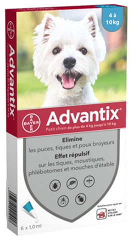 ADVANTIX PETIT CHIEN 4 à 10 KG 6 PIP < PRIX NET