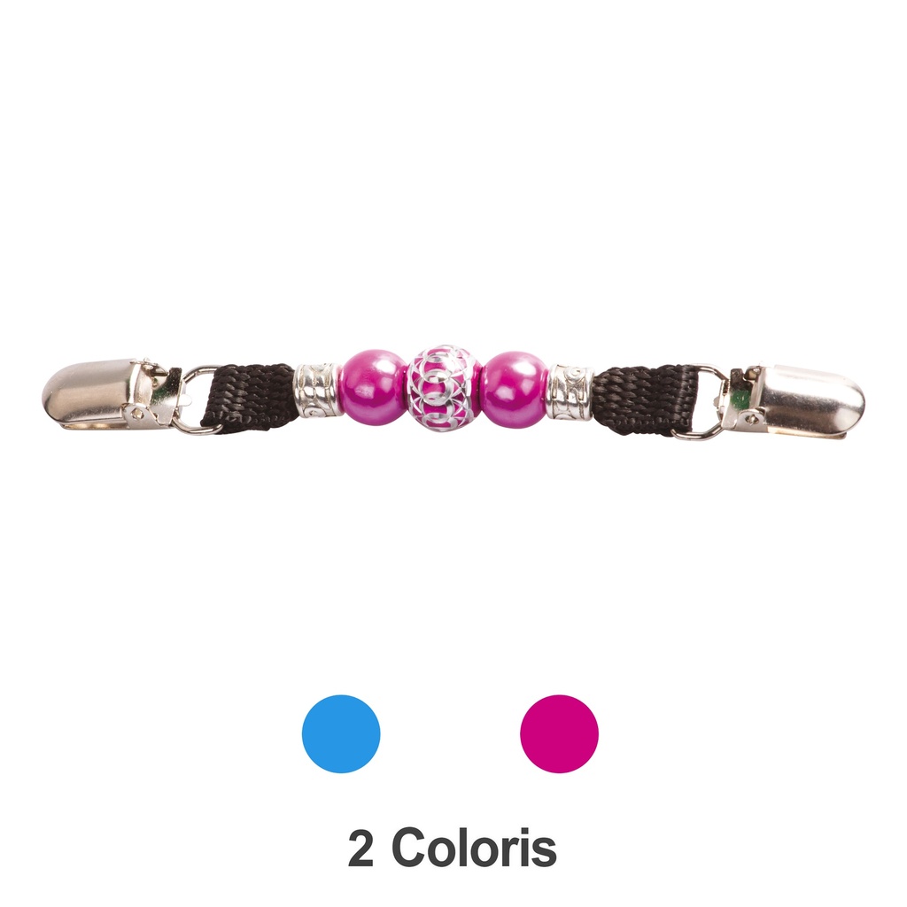 PINCE DOSSARD A PERLES FUSHIA 15x5