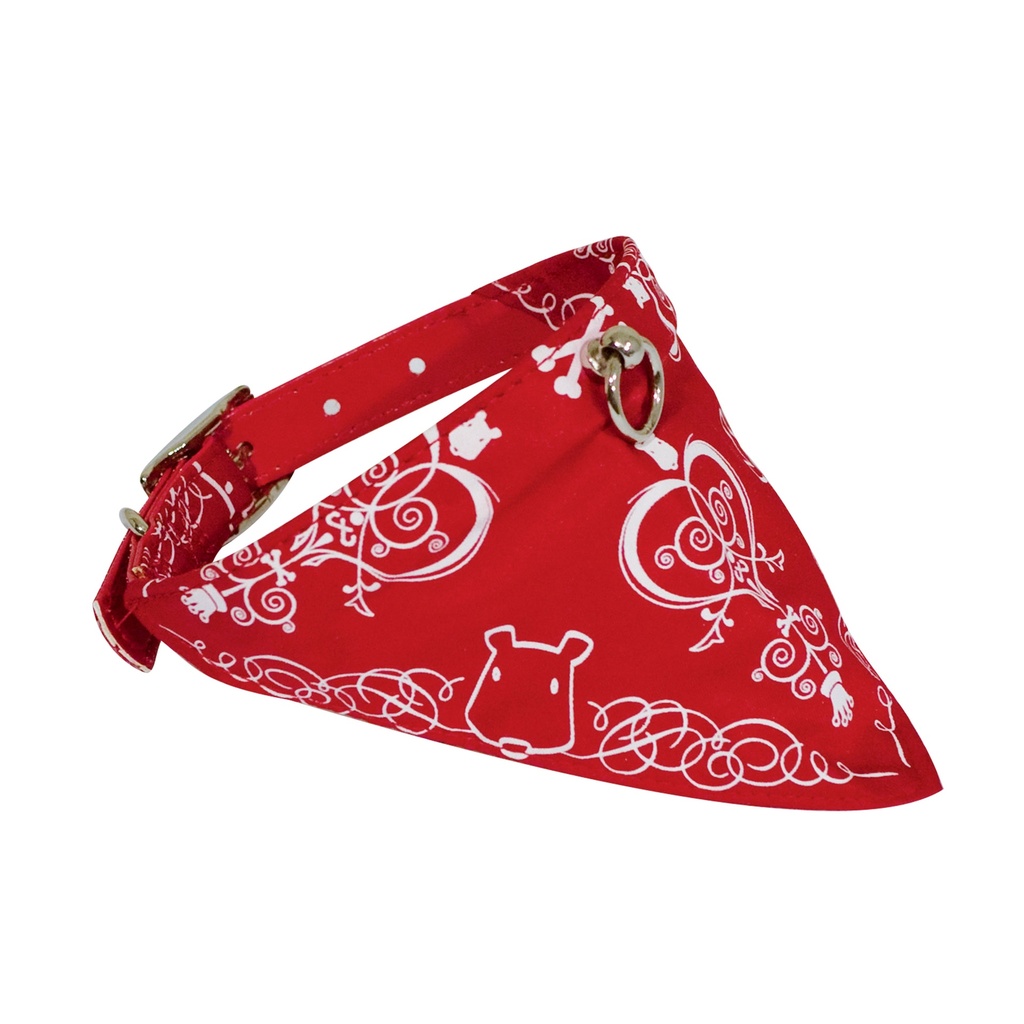 COLLIER BANDANA TISSU PLAGE ROUGE 25 à 33 cm x 16 mm