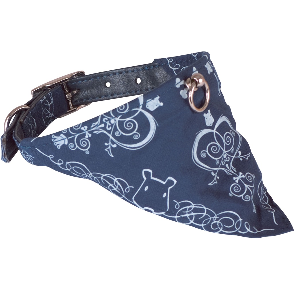 COLLIER BANDANA TISSU PLAGE BLEU 25 à 33 cm x 16 mm