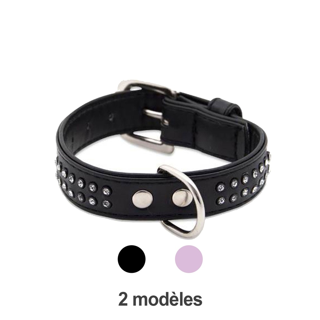 COLLIER GLAMOROUS 2 RANGS NOIR 2,0 X 30CM