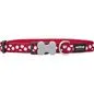 COLLIER REGLABLE ROUGE POIS BLANC 20 A 32 CM X 12 MM