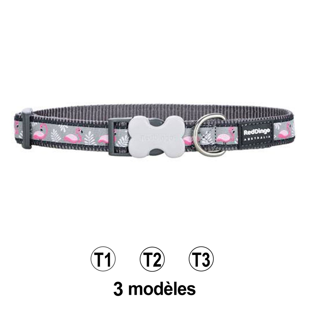 COLLIER RED DINGO FLAMAND ROSE 20-32CM 12MM