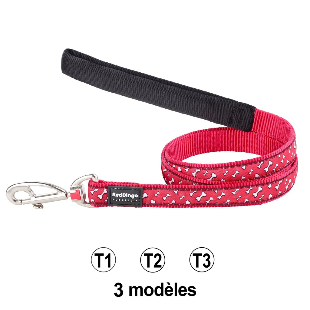 LAISSE COMFORT ROUGE FLYING BONE 1,20M x 12MM