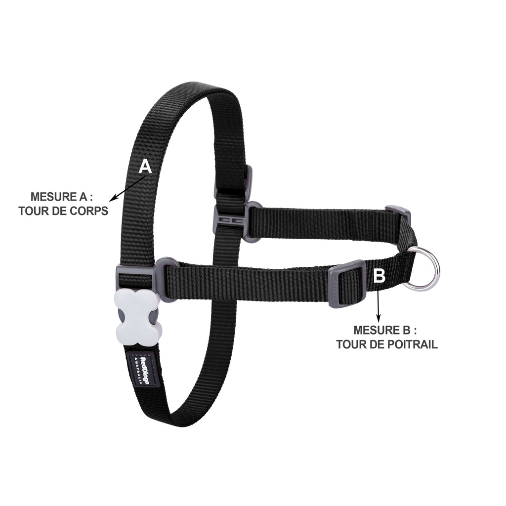 HARNAIS NOIR NO PULL S 15MM / 36-50CM
