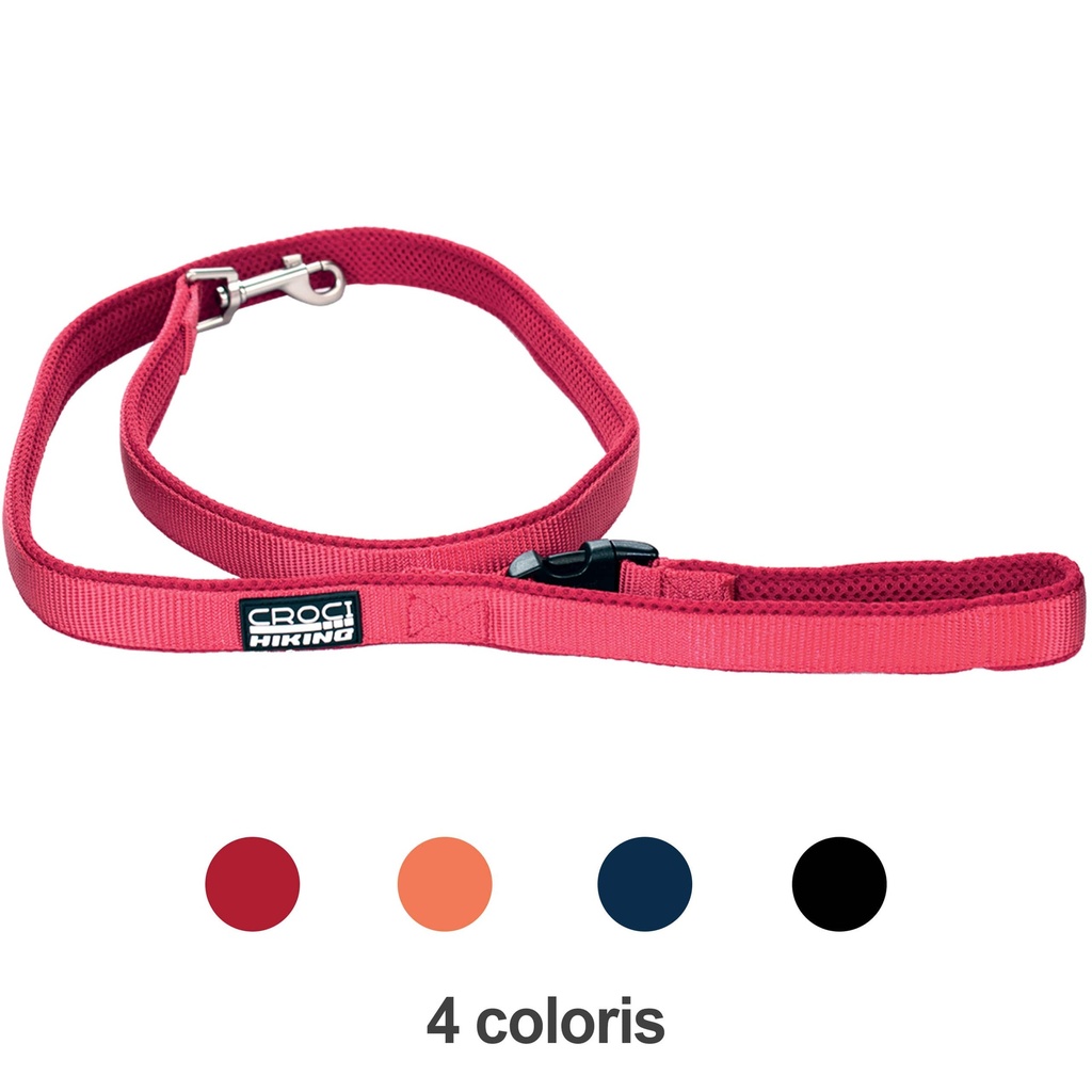 LAISSE HIKING BAVETTE REFLECHISSANTE ROUGE 2 X 120CM