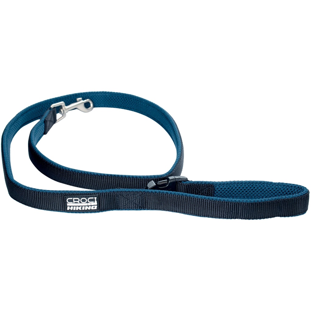LAISSE HIKING BAVETTE REFLECHISSANTE BLEUE 2 X 120CM