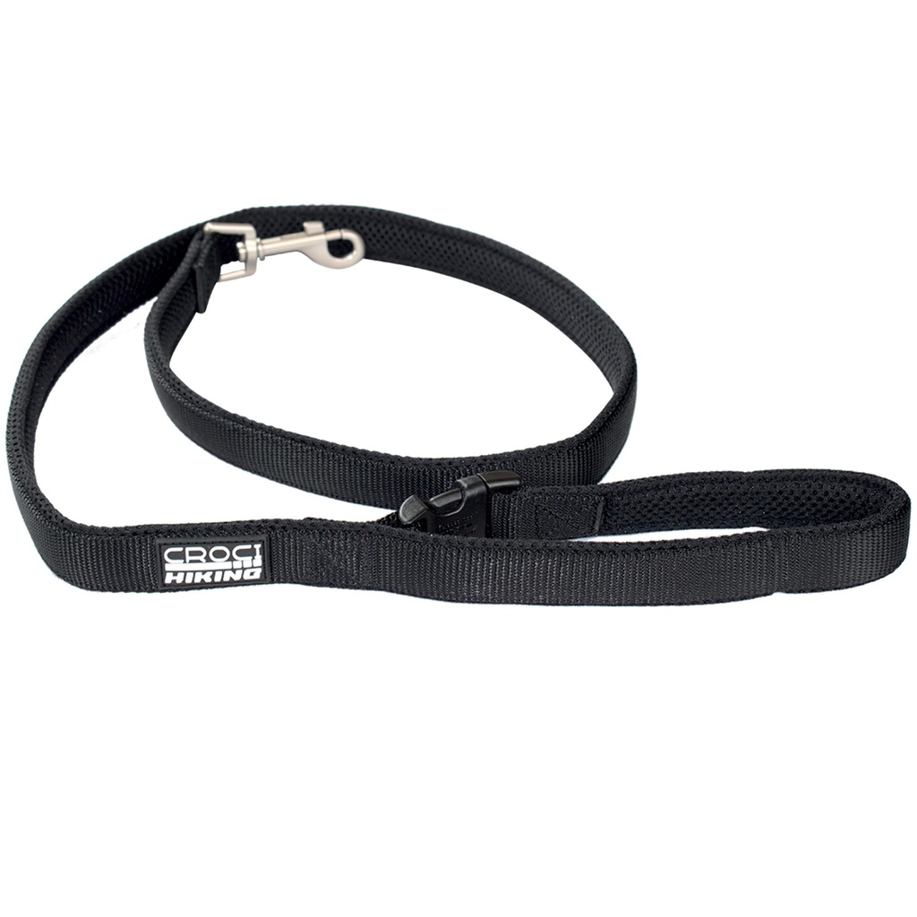 LAISSE HIKING BAVETTE REFLECHISSANTE NOIRE 2 X 120CM