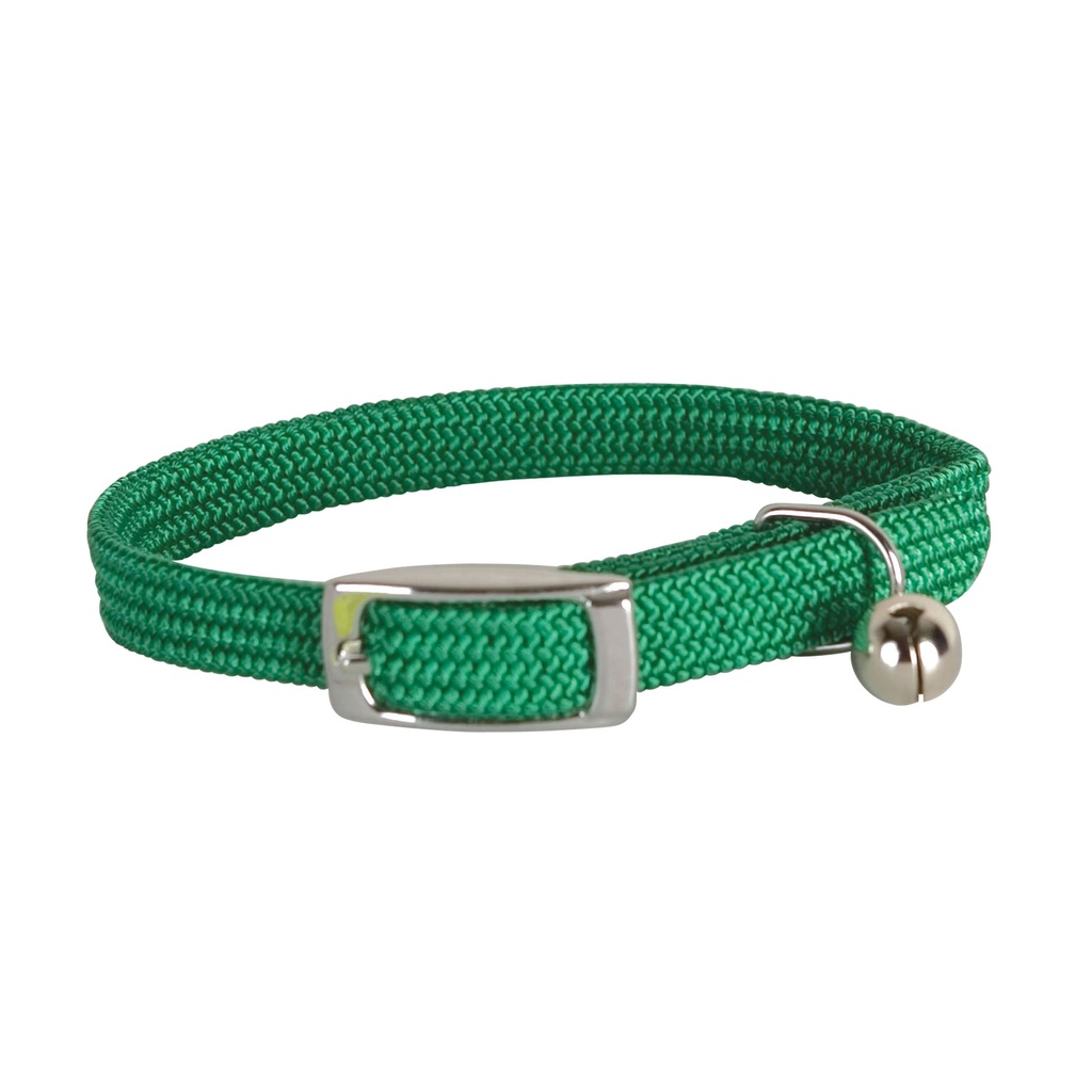 COLLIER CHAT ELASTIQUE VERT CHROME 28CM