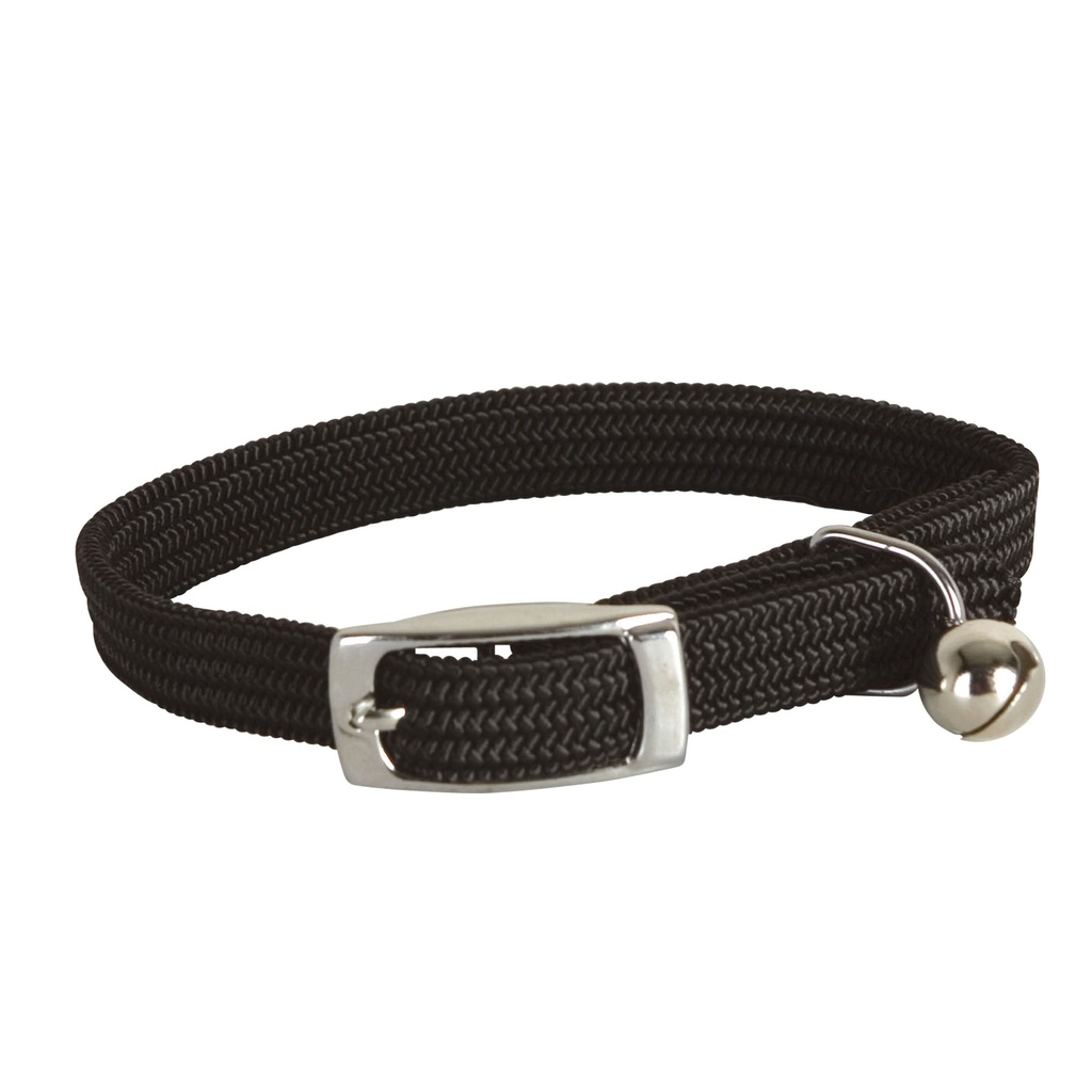 COLLIER CHAT ELASTIQUE NOIR CHROME 28CM