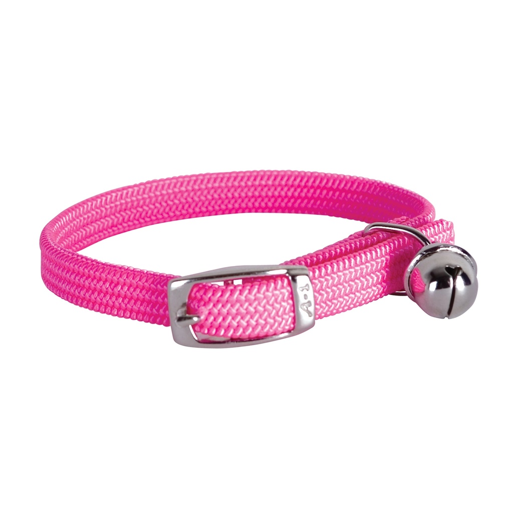 COLLIER CHAT ELASTIQUE ROSE CHROME 28CM