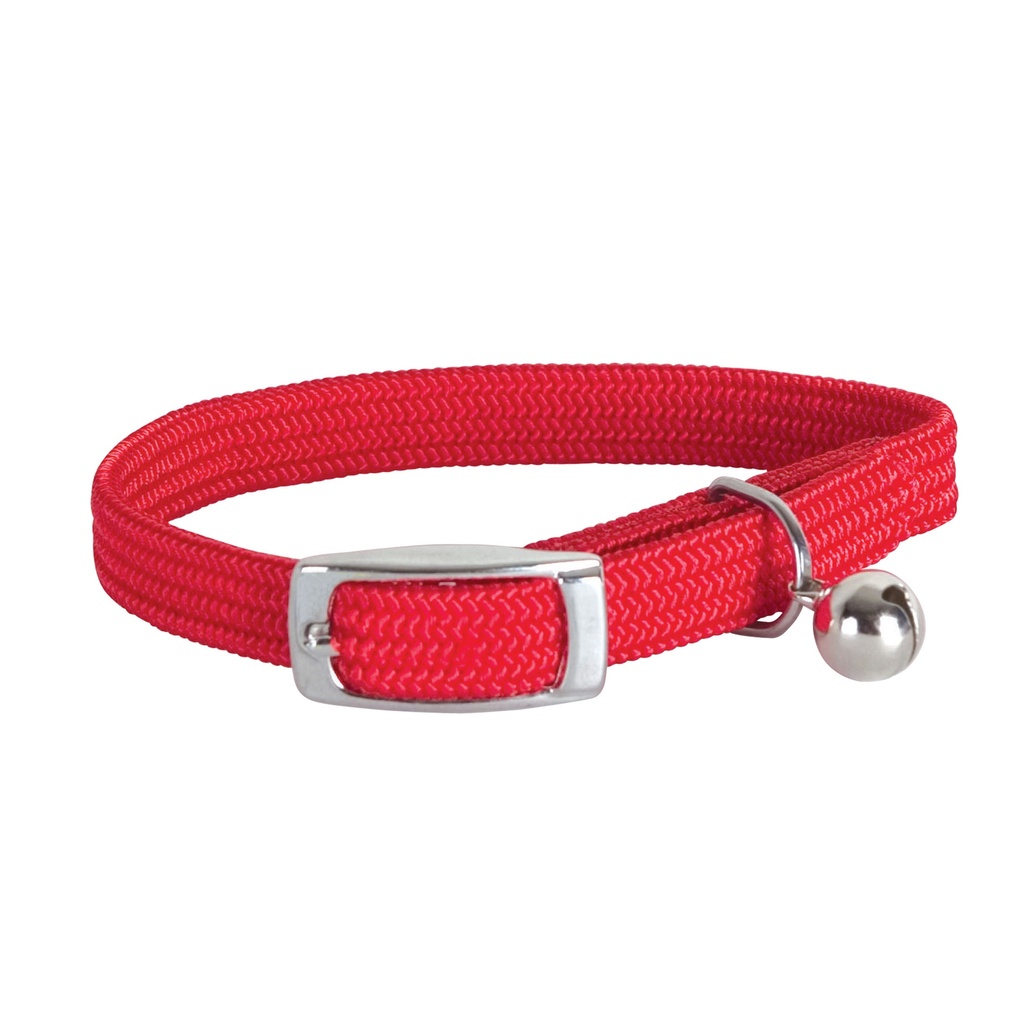 COLLIER CHAT ELASTIQUE ROUGE CHROME 28CM