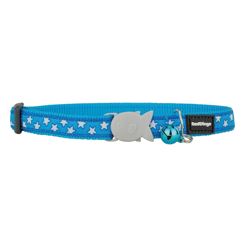COLLIER CHAT RED DINGO 20-32 12MM BLEU ETOILES BLANCHES