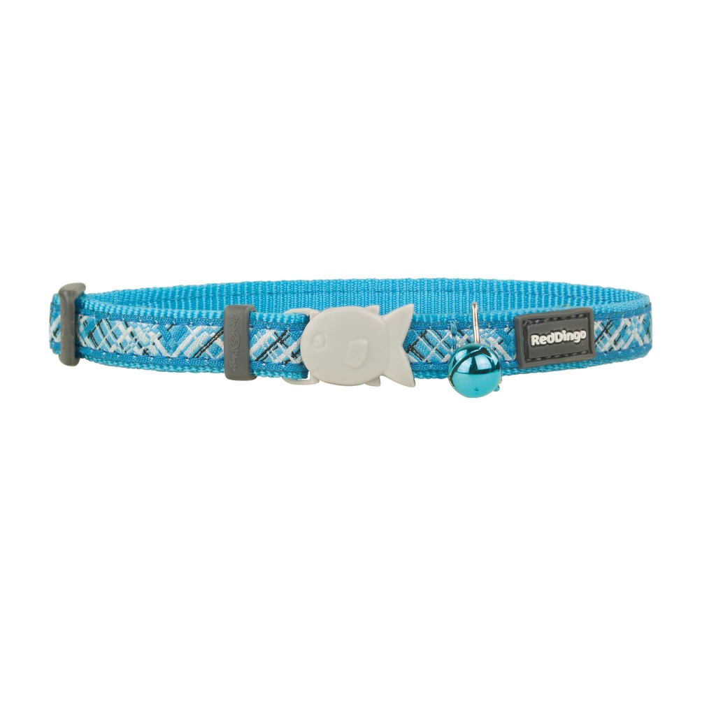 COLLIER CHAT RED DINGO 20-32 12MM FLANNO TURQUOISE