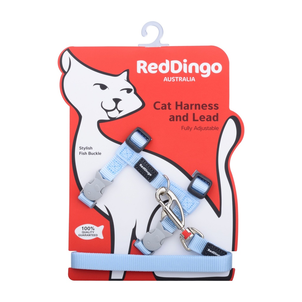 LAISSE ET HARNAIS CHAT BLEU PASTEL COU 21/35CM, POITRAIL 27,5/47,5CM