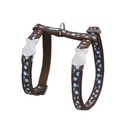 LAISSE ET HARNAIS CHAT MARRON POIS BLEU tour de cou : 21 a 35cm, laisse 1,2m