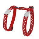 LAISSE ET HARNAIS CHAT ROUGE ETOILES BLANCHES tour de cou : 21 a 35cm, laisse 1,