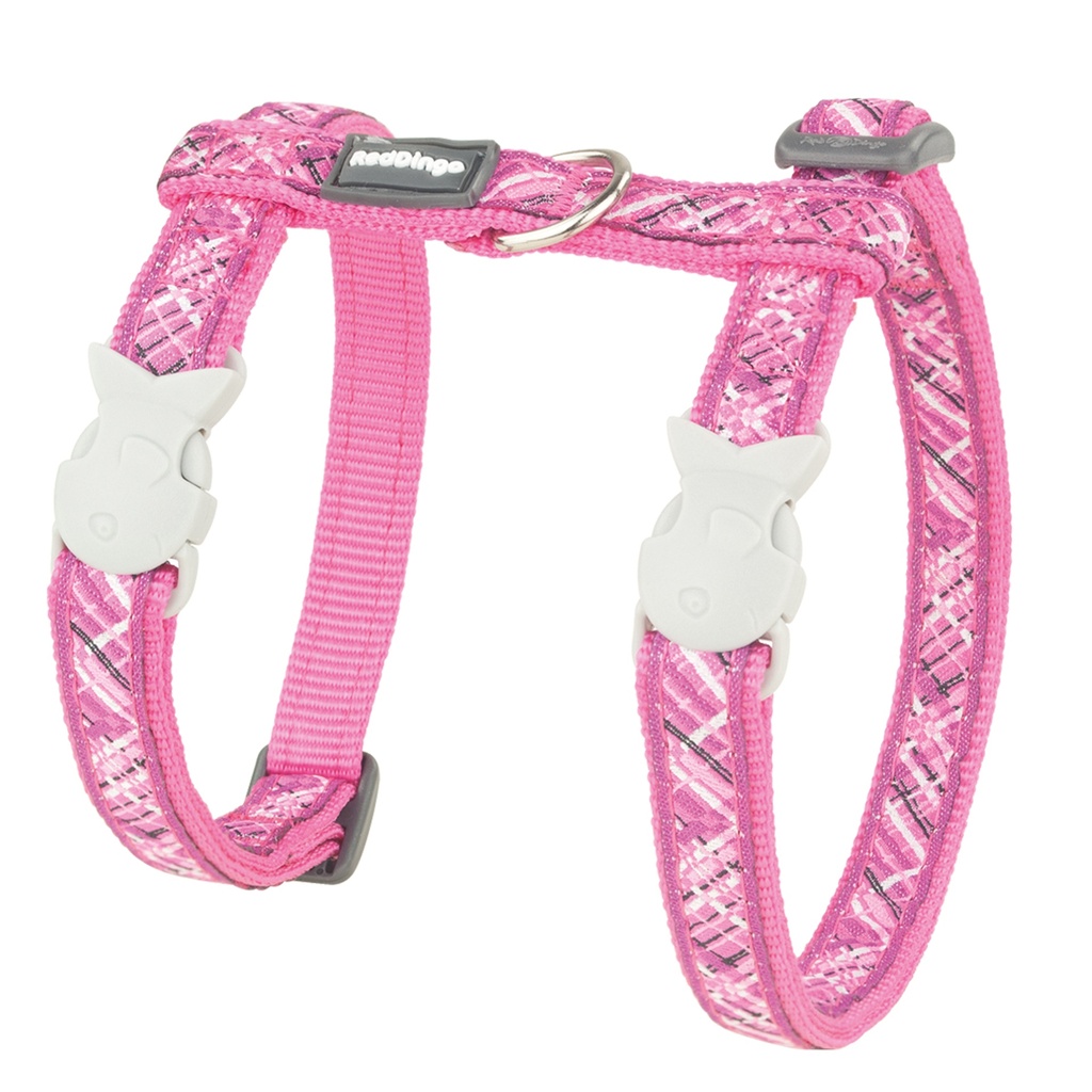 LAISSE ET HARNAIS CHAT FLANNO ROSE tour de cou : 21 a 35 cm poitrail 27,5 a 47,