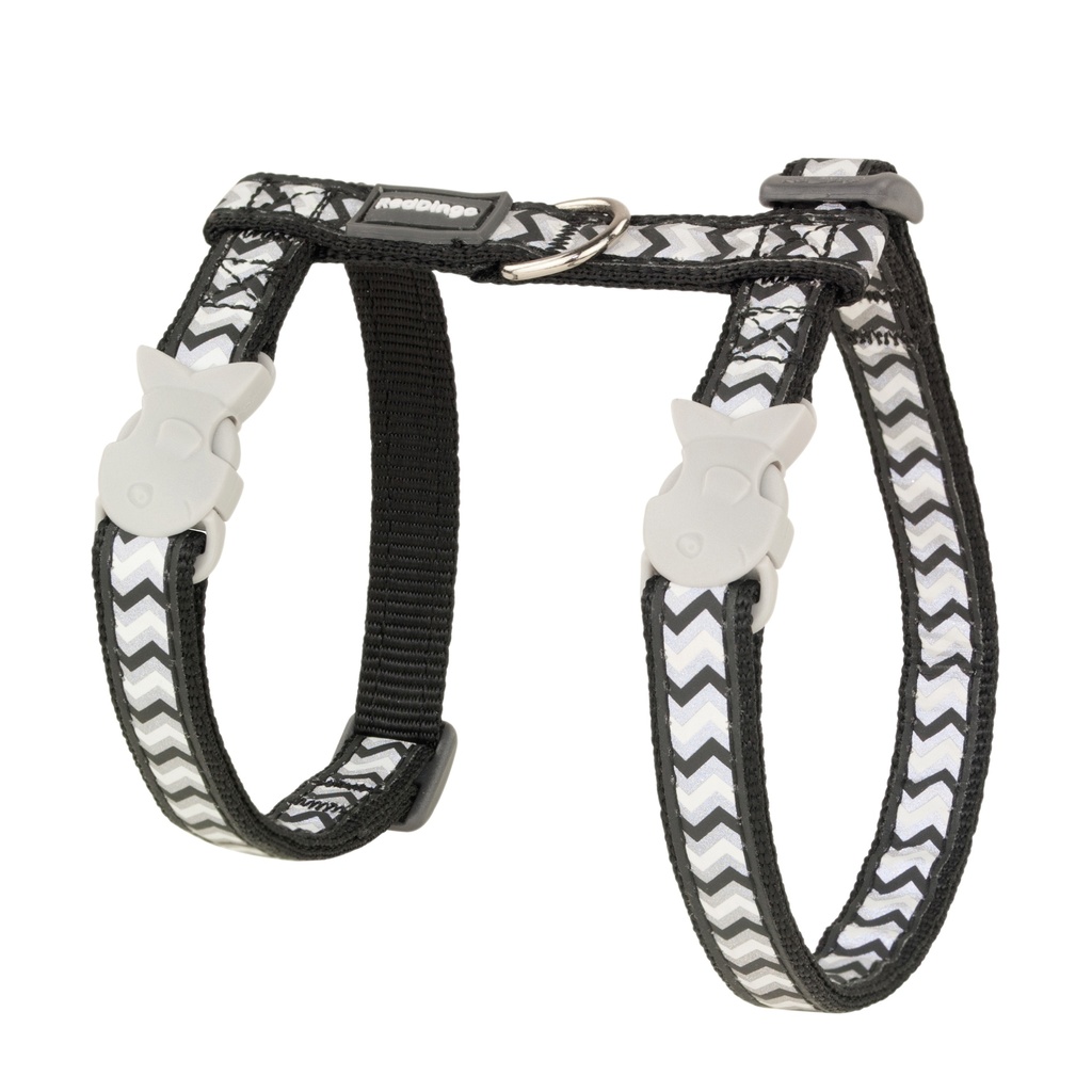 LAISSE ET HARNAIS REFLECHISSANT CHAT ZIGGY NOIR tour de cou : 21 a 35 cm poitrai