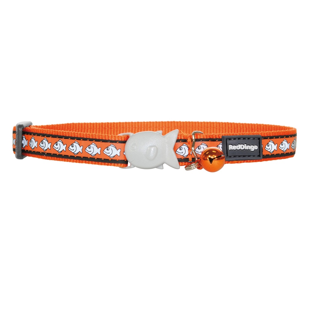 COLLIER CHAT REFLECHISSANT RED DINGO 20-32 12MM ORANGE POISSONS