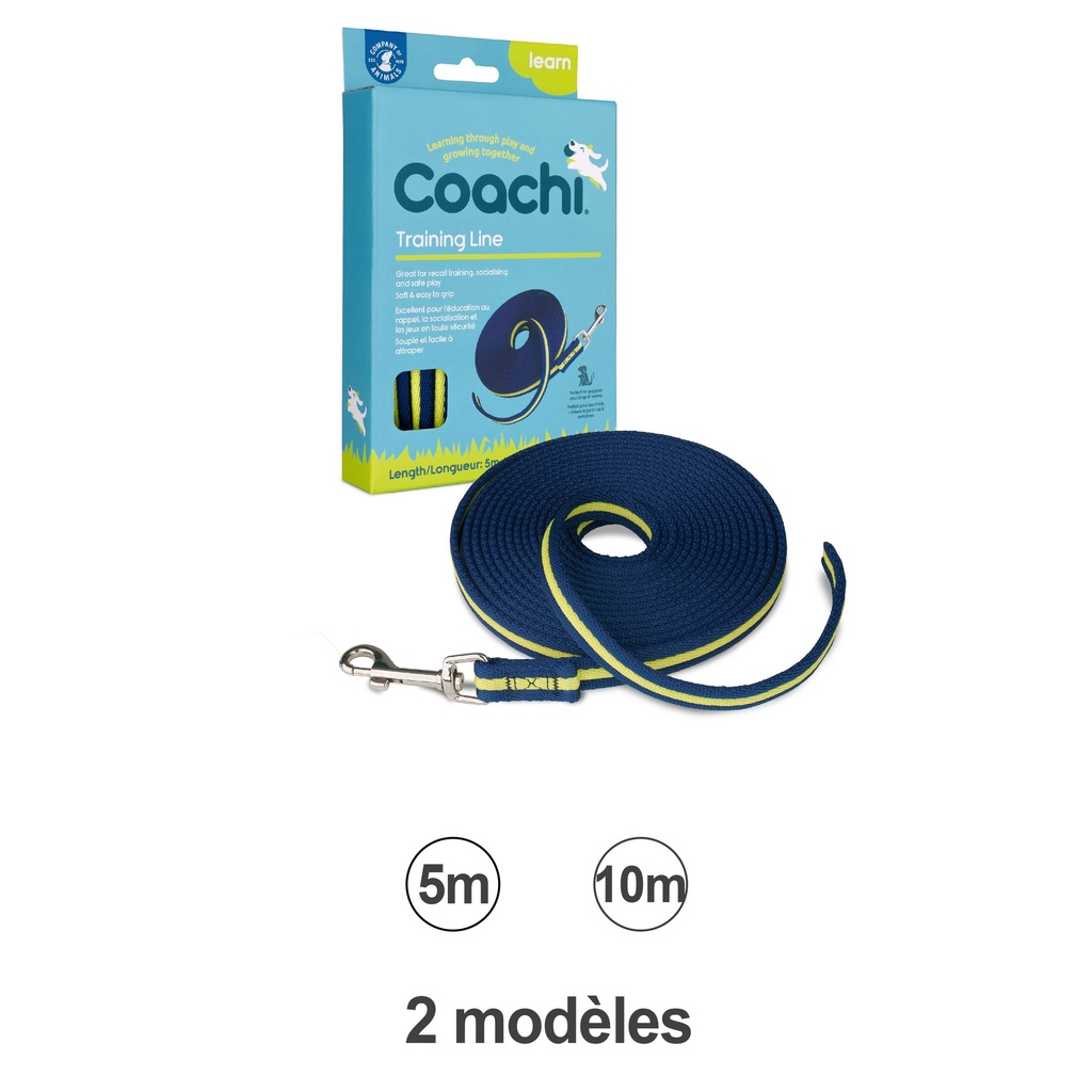 LONGE COACHI BLEUE MARINE & CITRON 5M