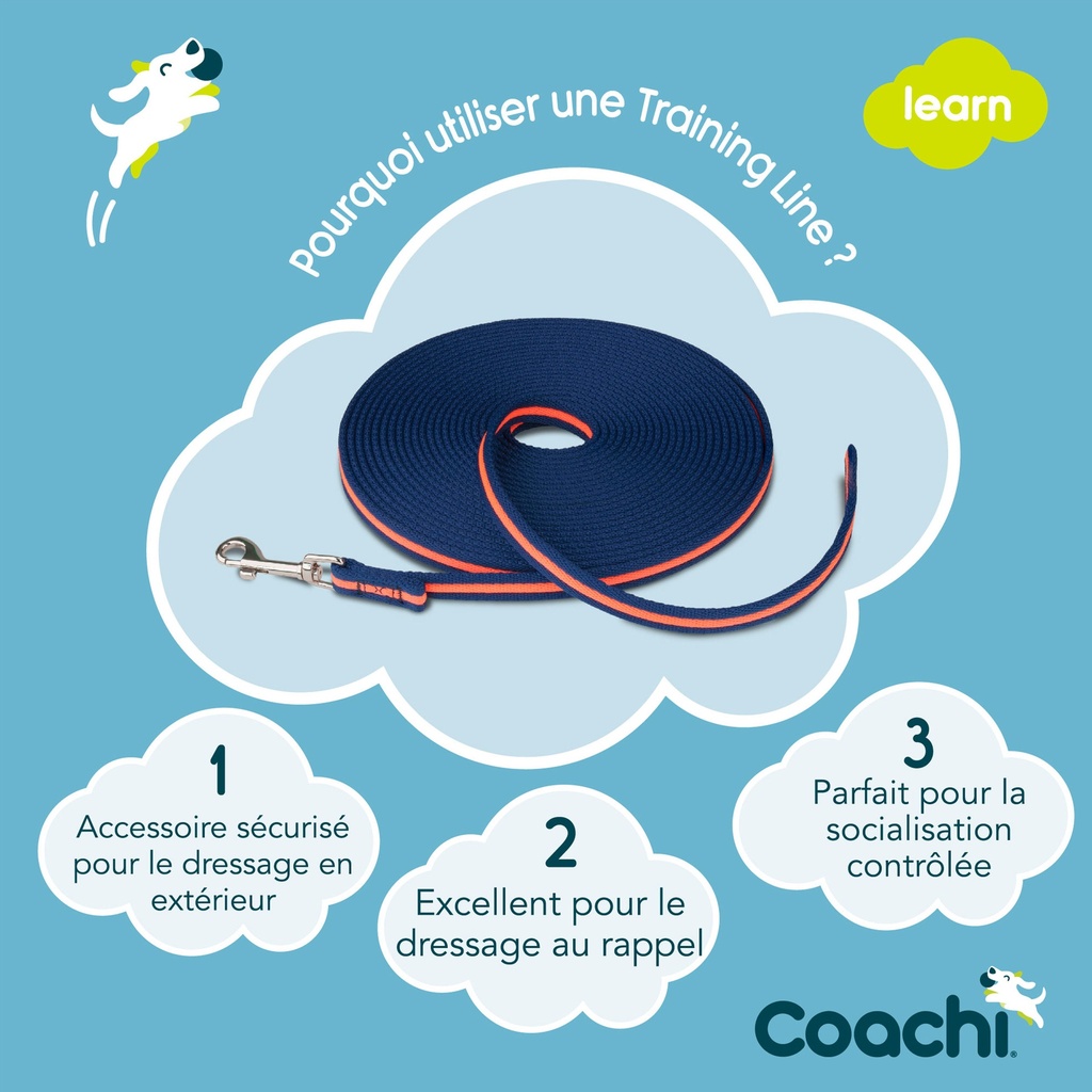 LONGE COACHI BLEUE MARINE & CORAIL 10M L0167